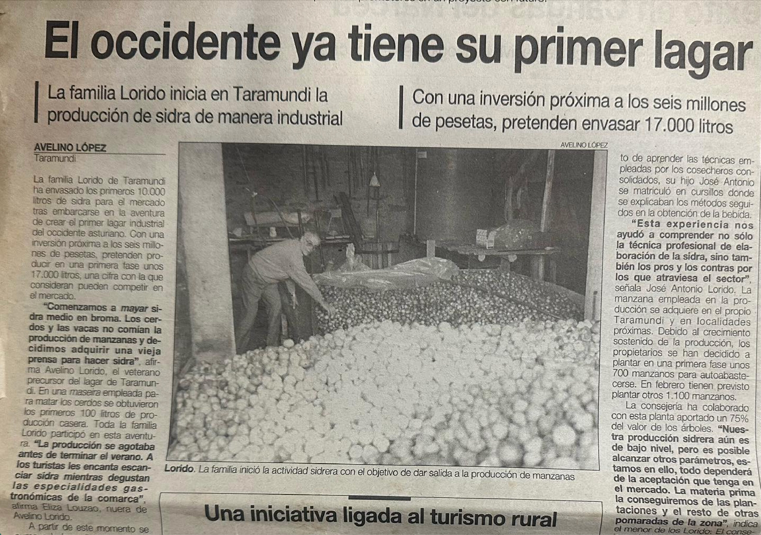 Artículo prensa "El occidente ya tiene su primer lagar"